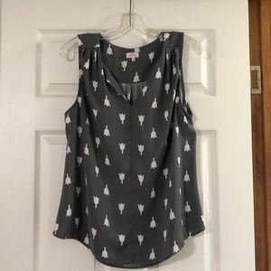 White/gray Tulip Blouse